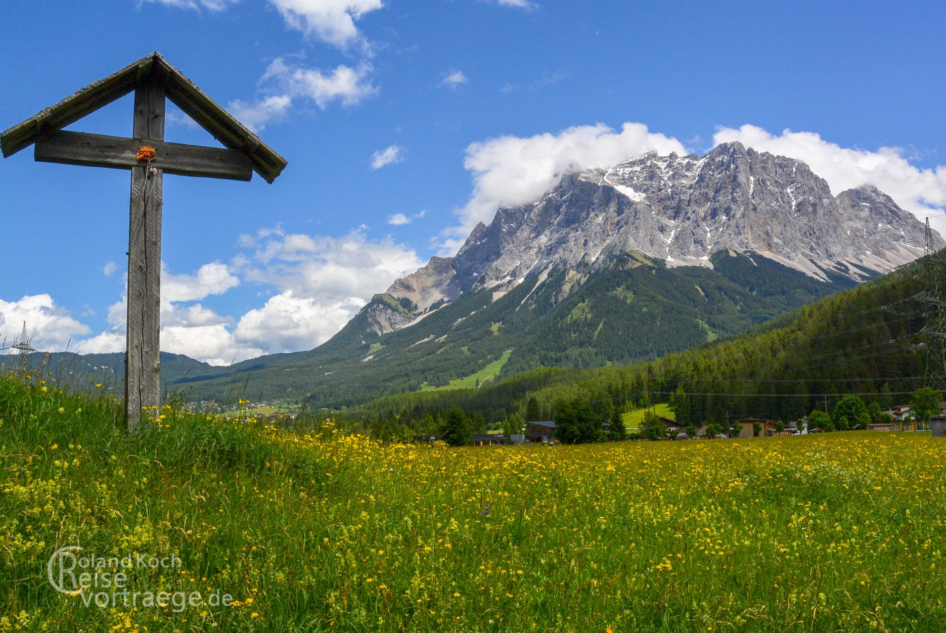 mit Kindern per Rad über die Alpen, Via Claudia Augusta, Ehrwald mit Blick auf die Zugspitze